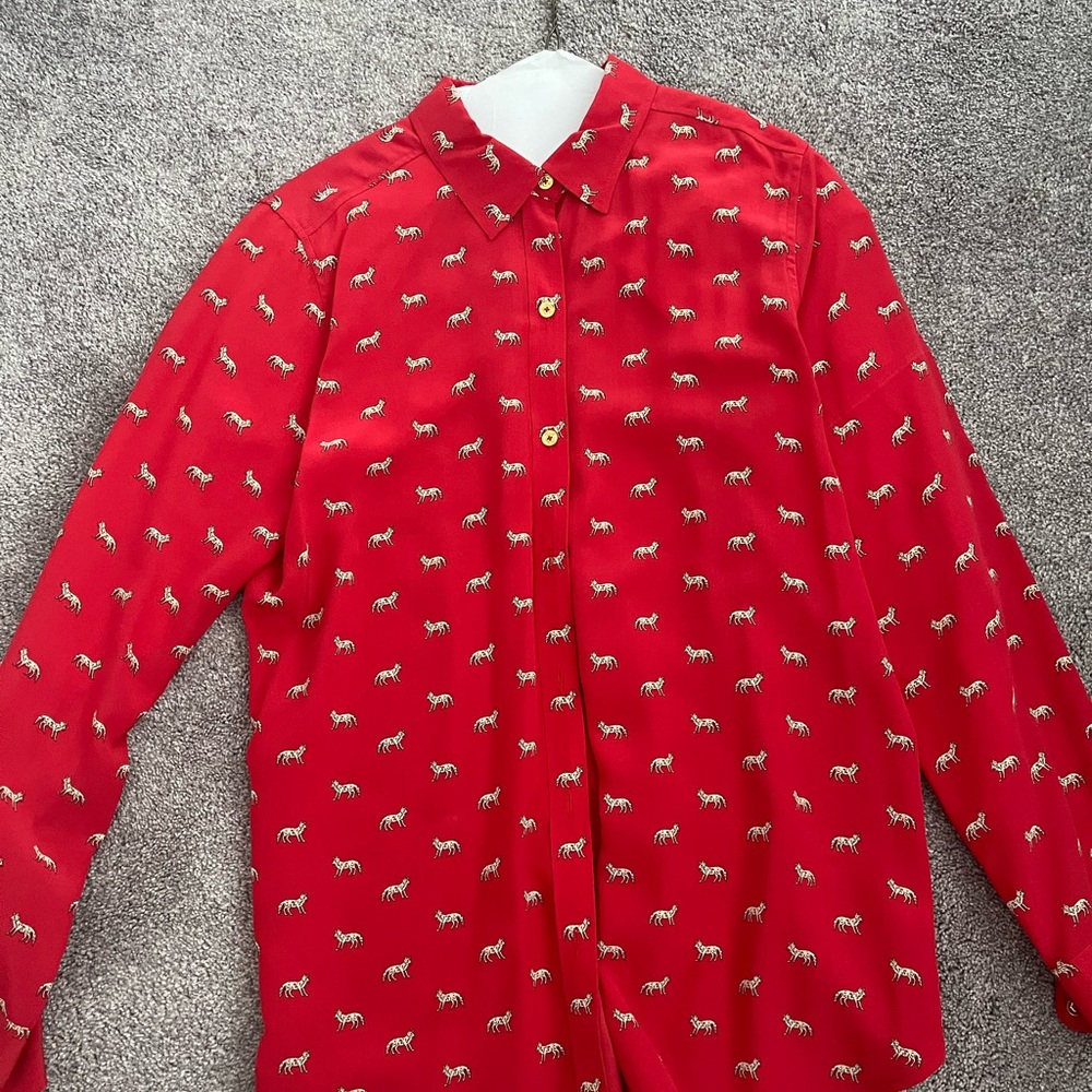 C.Wonder - Red Silk Fox print blouse- 10